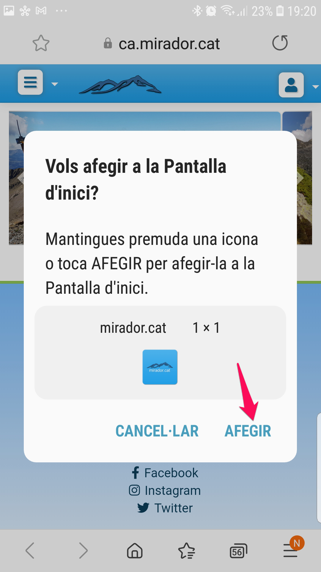 Afegir a pàgina d'inici - pas 3 Afegir a pàgina d'inici - pas 3